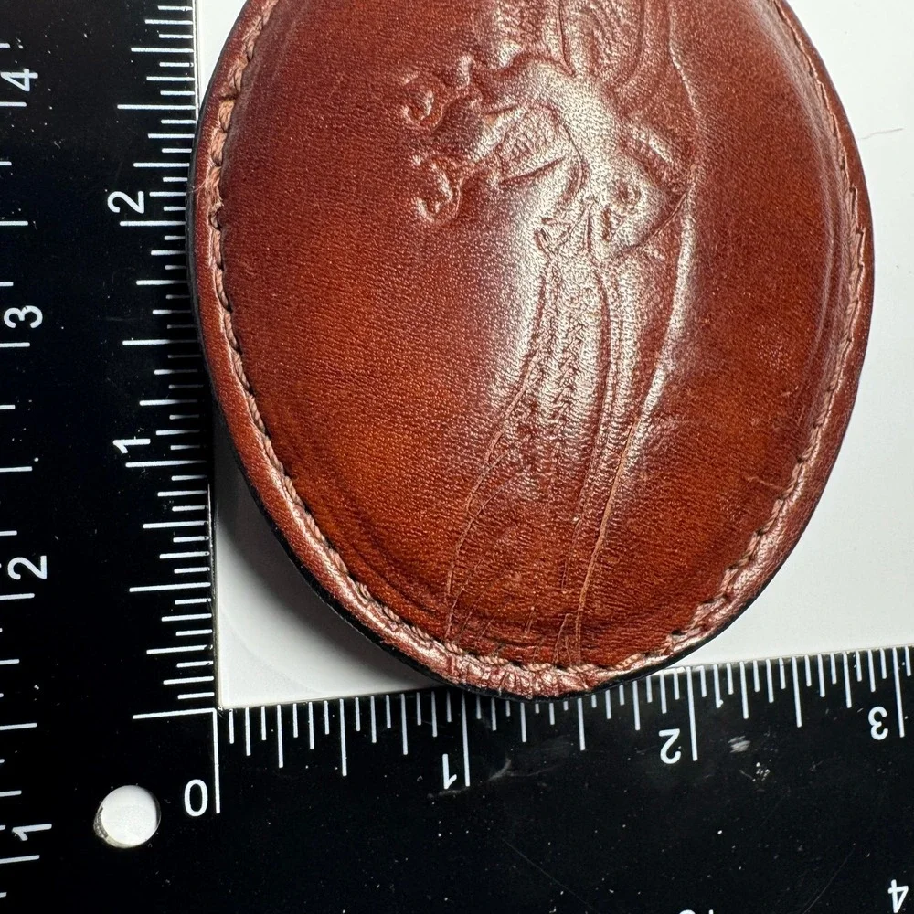 Vintage Leather Belt‎ Buckle Brown Embossed Eagle Talon Western Style